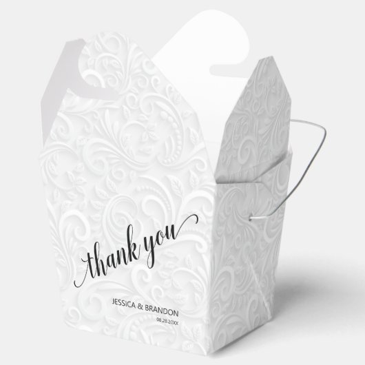 シックな白いフィリ結婚グリーの感謝お願いボックス フェイバーボックス (オープン)