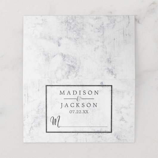 シックな白い大理石のテーブル番号座席名 プレイスカード (外部開封)