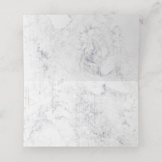 シックな白い大理石のテーブル番号座席名 プレイスカード (内部開封)