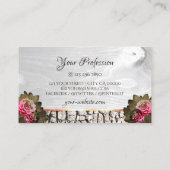 シックな白い木目の木目ピンクローゼナチュラルツリーバーク 名刺 (裏面)