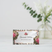 シックな白い木目の木目ピンクローゼナチュラルツリーバーク 名刺 (スタンド正面)