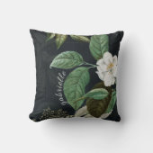 シックな白い牡丹オンブラックパーソナライズされた クッション (正面)