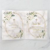 シックな白い花金ゴールドクロスフォト《キリスト教》洗礼式や命名式 サンキューカード (内部)