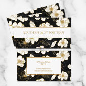 シックな白い金ゴールドの花オンブラック 名刺