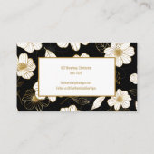 シックな白い金ゴールドの花オンブラック 名刺 (裏面)