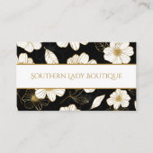 シックな白い金ゴールドの花オンブラック 名刺 (正面)