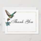 シックな白い金ゴールドカラフルハミングバードありがとう 招待状 (正面)