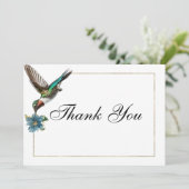 シックな白い金ゴールドカラフルハミングバードありがとう 招待状 (スタンド正面)