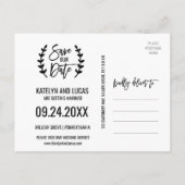 シックな白い黒のオリーブの枝救の私たちの日付 案内ポストカード (裏面)