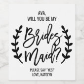 シックな白い黒のブランチは私の花嫁のメイドになる ワインラベル (シングルラベル)