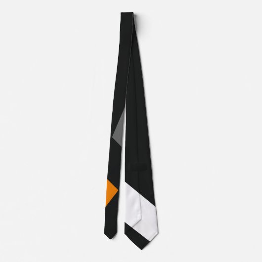 シックな白とオレンジのランダムモダンなシェイプ ネクタイ (裏面)