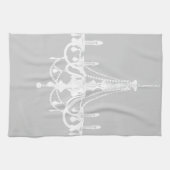 シックな白とグレーのシャンデリア キッチンタオル (横)