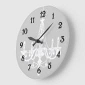 シックな白とグレーのシャンデリア ラージ壁時計 (傾斜)