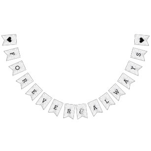 シックな白とグレーの大理石結婚ズフォーエバー バンティングフラッグ