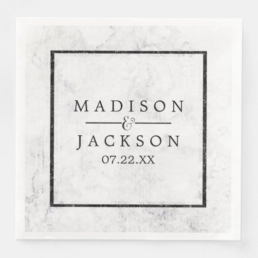 シックな白とグレーの大理石結婚ズモノグラム (正面)