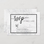 シックな白とグレーの大理石結婚式RSVP応答 出欠カード (正面/裏面)