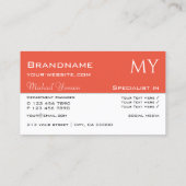 シックな白とサーモンとイニシャルプロフェッショナル 名刺 (裏面)