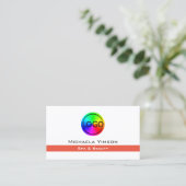 シックな白とサーモンとロゴプロフェッショナル 名刺 (スタンド正面)