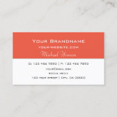 シックな白とサーモンモダンカッコいいプロフェッショナル 名刺 (裏面)
