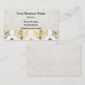 シックな白と金ゴールドダマスク 名刺 (正面/裏面)