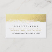 シックな白と金ゴールドフェイクホイルモダンブラシストローク 名刺 (裏面)