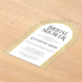 シックな白と金ゴールドフローリッシュウィンターブライダルシャワー アクリル招待状 (レイダウン)