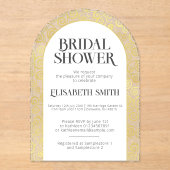 シックな白と金ゴールドフローリッシュウィンターブライダルシャワー アクリル招待状 (正面)