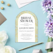 シックな白と金ゴールドフローリッシュウィンターブライダルシャワー アクリル招待状 (インサイチュ (ウェディング))