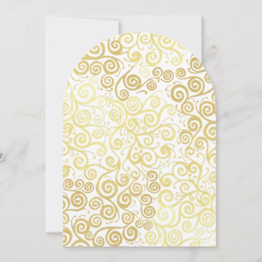 シックな白と金ゴールドフローリッシュウィンターブライダルシャワー 招待状 (裏面)