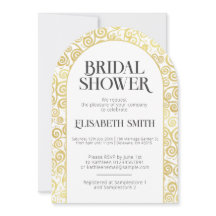 シックな白と金ゴールドフローリッシュウィンターブライダルシャワー