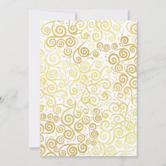 シックな白と金ゴールドフローリッシュウィンターブライダルシャワー 招待状 (裏面)