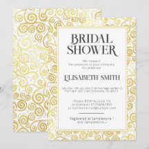 シックな白と金ゴールドフローリッシュウィンターブライダルシャワー