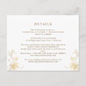 シックな白と金ゴールド葉ギルド結婚詳細 エンクロージャーカード (正面)