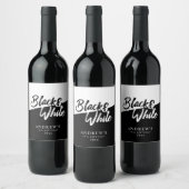 シックな白と黒のテーマパーティー ワインラベル (ボトル)