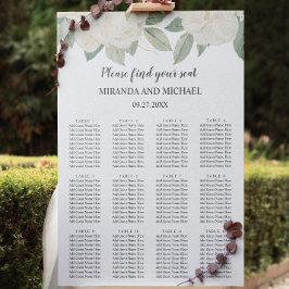 シックな白のバラ花の植物性結婚の席 ポスター