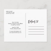 シックな白の日付を保存4-Photoコラージアナウンセム 案内ポストカード (裏面)