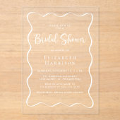 シックな白の波状フレームブライダルシャワー アクリル招待状 (正面)