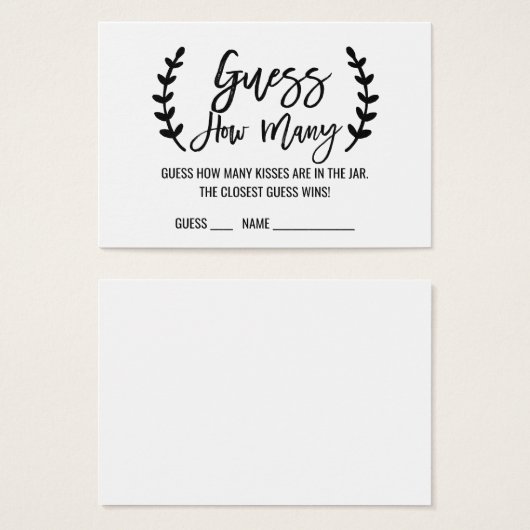 シックな白の黒の推測どのように多くのキスゲームカード (正面&裏面)