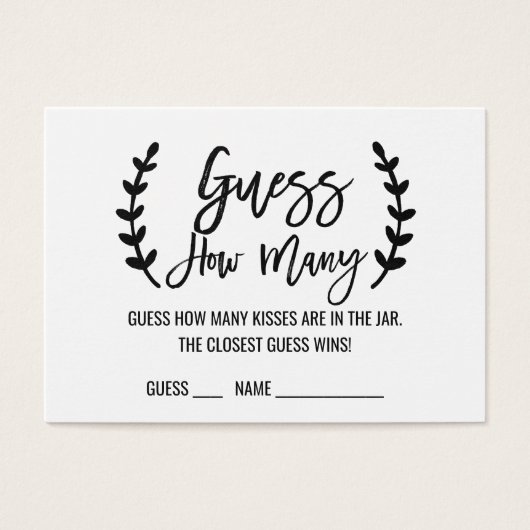 シックな白の黒の推測どのように多くのキスゲームカード (正面)