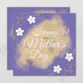 シックな白エレガントフローラ紫の母の日 シーズンカード (正面/裏面)