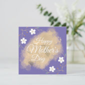 シックな白エレガントフローラ紫の母の日 シーズンカード (スタンド正面)