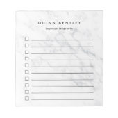 シックな白パーソナライズされた大理石To-Doリスト ノートパッド (正面)