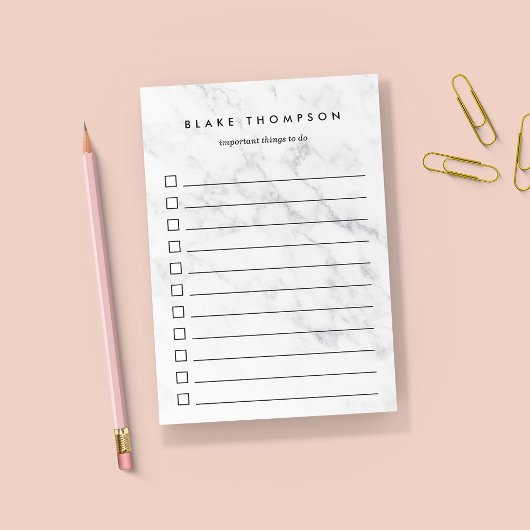 シックな白パーソナライズされた大理石To-Doリスト ポストイット