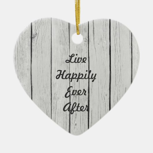 シックな白素朴木材 セラミックオーナメント (正面)