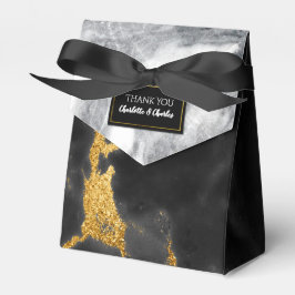 シックな白黒と金ゴールドマーブルビーフボックス フェイバーボックス