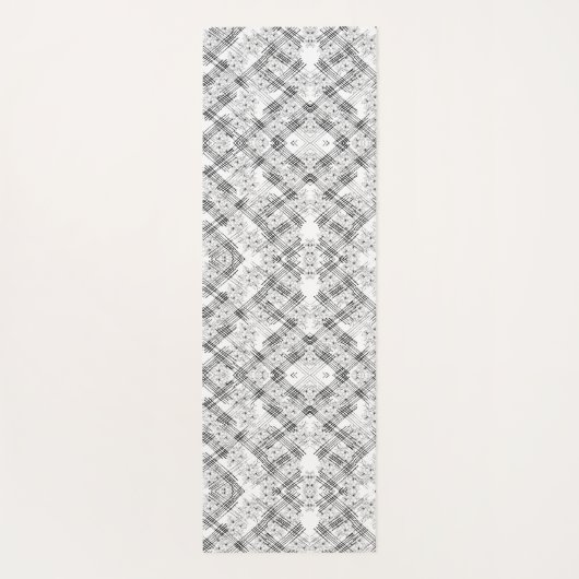 シックな白黒のストライプ花パターン ヨガマット (裏面)