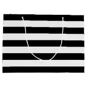 シックな白黒のストライプ ラージペーパーバッグ (裏面)