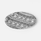 シックな白黒の手描きの種族パターン ペーパープレート (アングル)