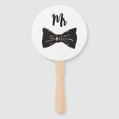 シックな白黒の新郎新婦または新郎結婚のゲーム ハンドファン (裏面)