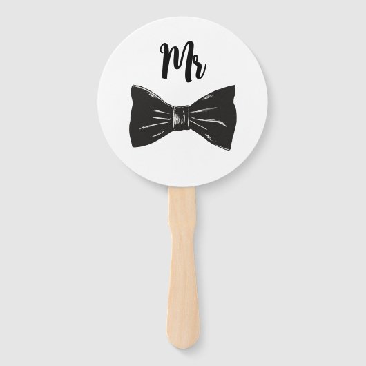 シックな白黒の新郎新婦または新郎結婚のゲーム ハンドファン (裏面)